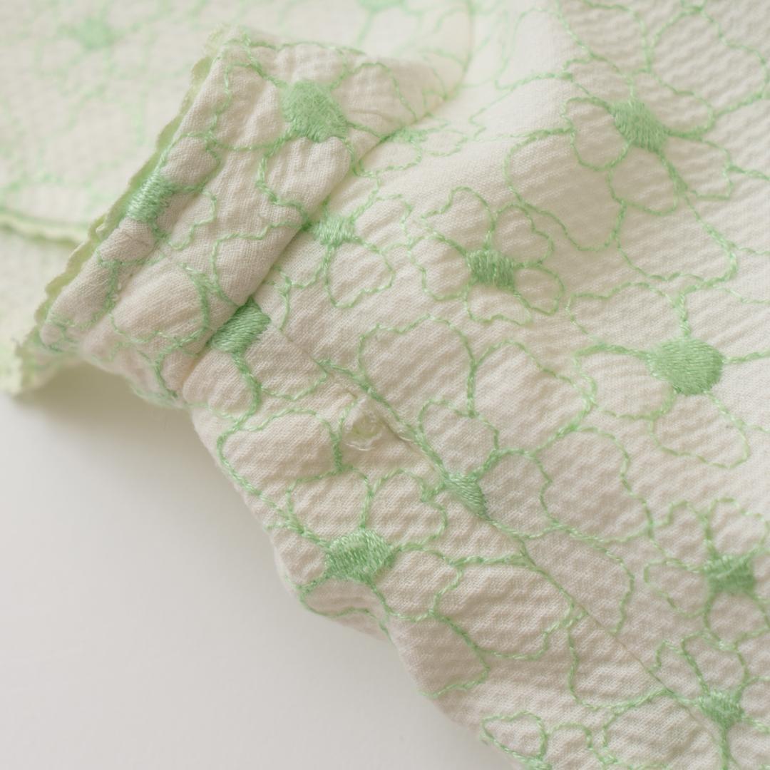 レトロ chaber チャバー 花柄 総刺繍 ワンピース 緑 S-M相当 古着