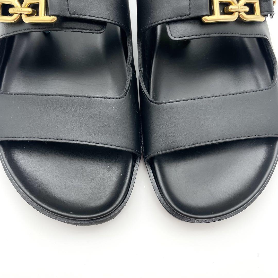 BALLY バリー EMMA サンダル ロゴ 金具 レザー ブラック×ゴールド