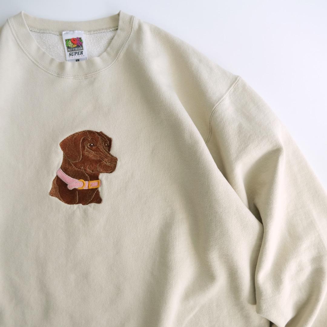 フルーツオブザルーム　00s アニマル　犬　刺繍　　スウェット　Lゆるだぼ古着.