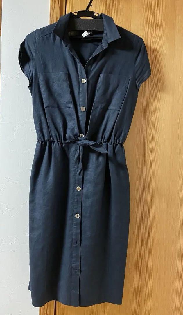 【値下げしました❗️】ネイビー シャツワンピース ノースリーブ