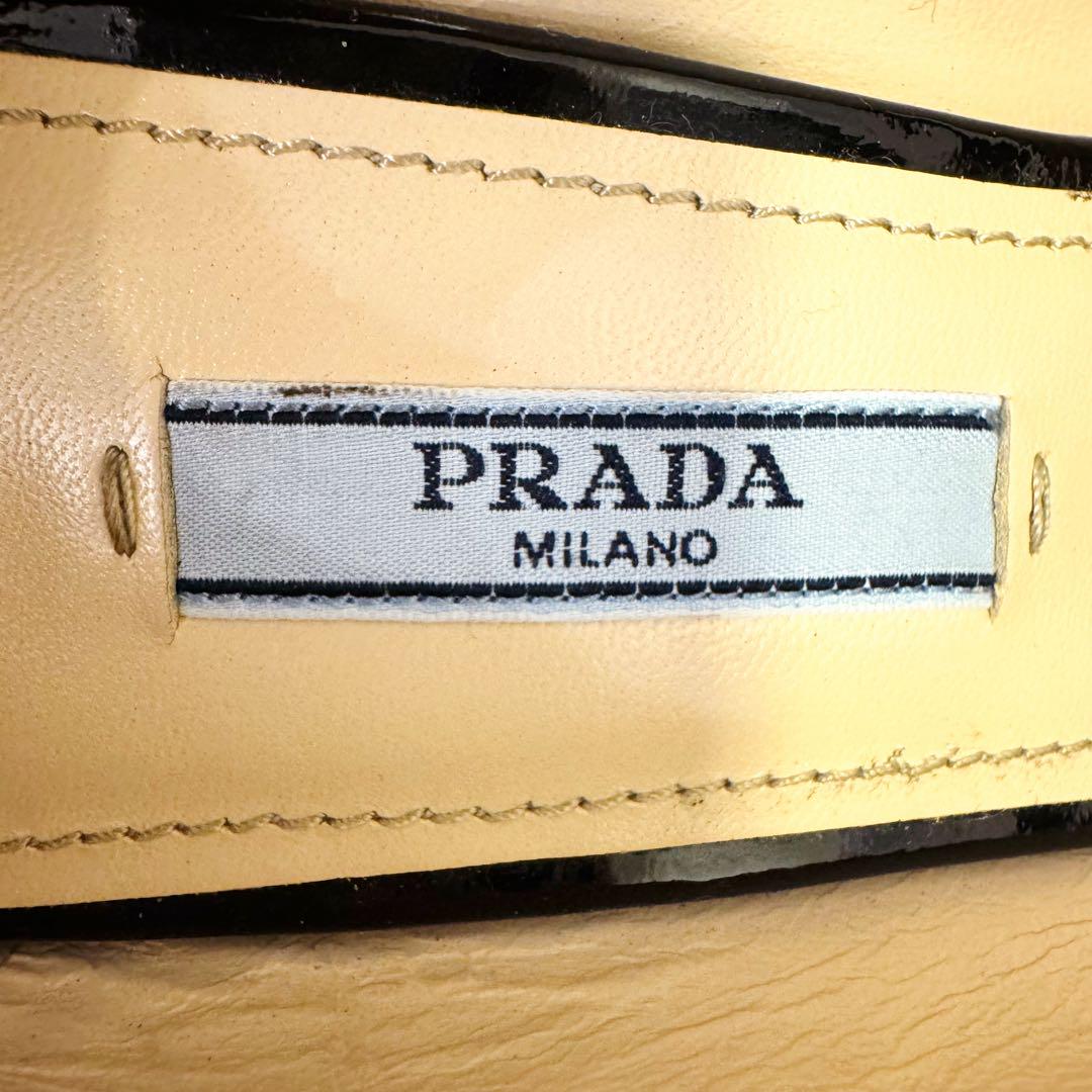 【美品】PRADA プラダ パテント レザー ピンヒール パンプス 黒 24cm