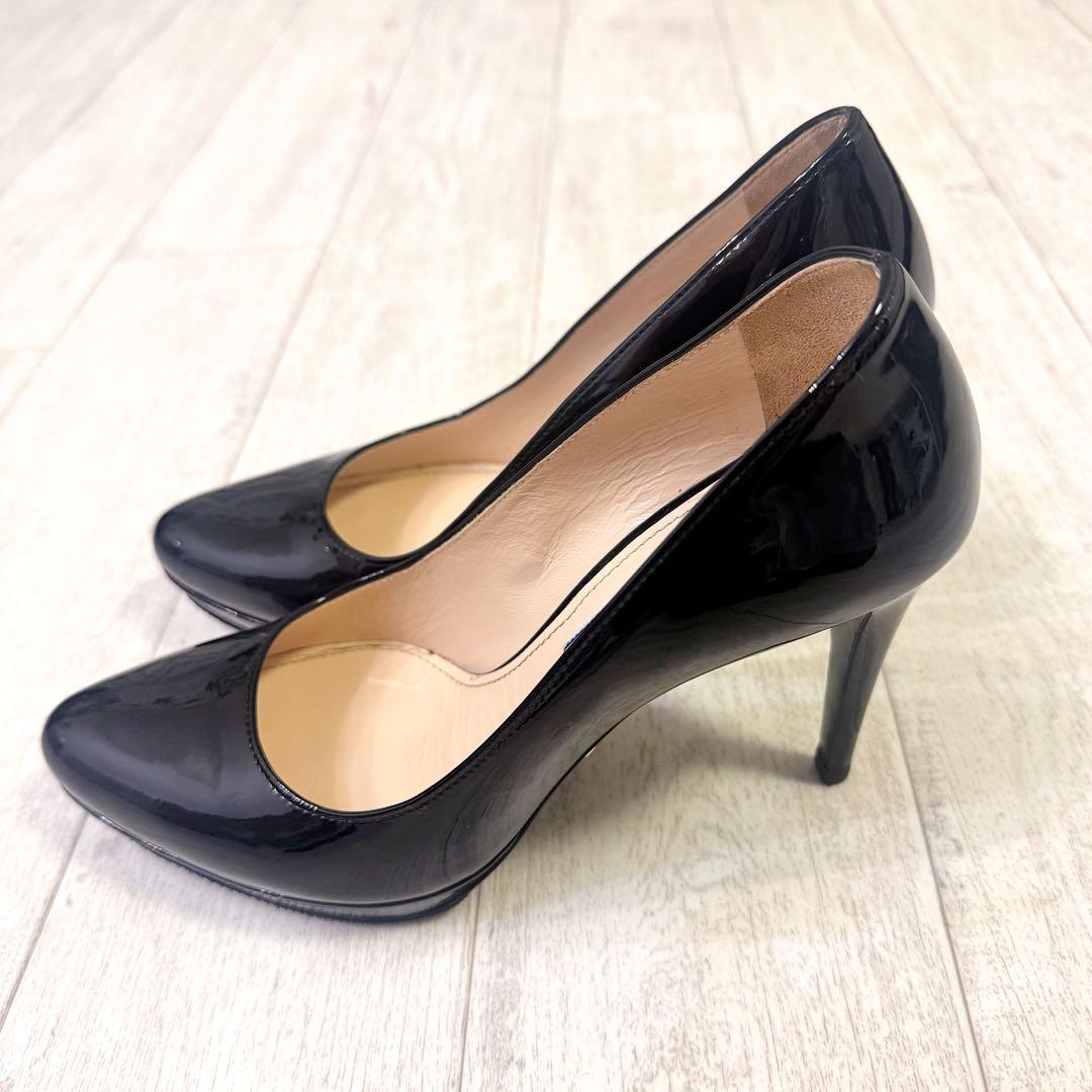 【美品】PRADA プラダ パテント レザー ピンヒール パンプス 黒 24cm