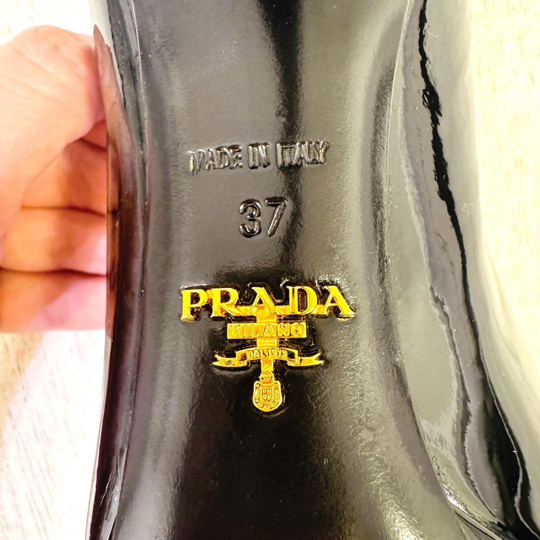 【美品】PRADA プラダ パテント レザー ピンヒール パンプス 黒 24cm