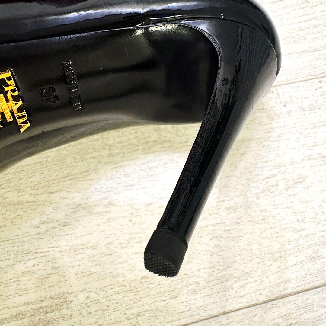 【美品】PRADA プラダ パテント レザー ピンヒール パンプス 黒 24cm