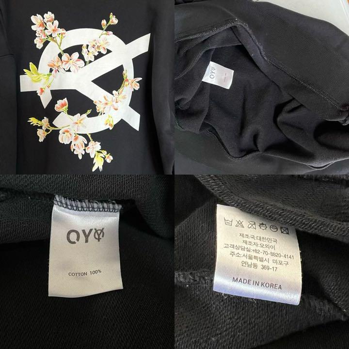 れなし OY ブラック 背面ビッグロゴ 花柄 韓国製 ZfAEu-m98876423962 オーワイ スウェット トレーナー ㈢トロゴ