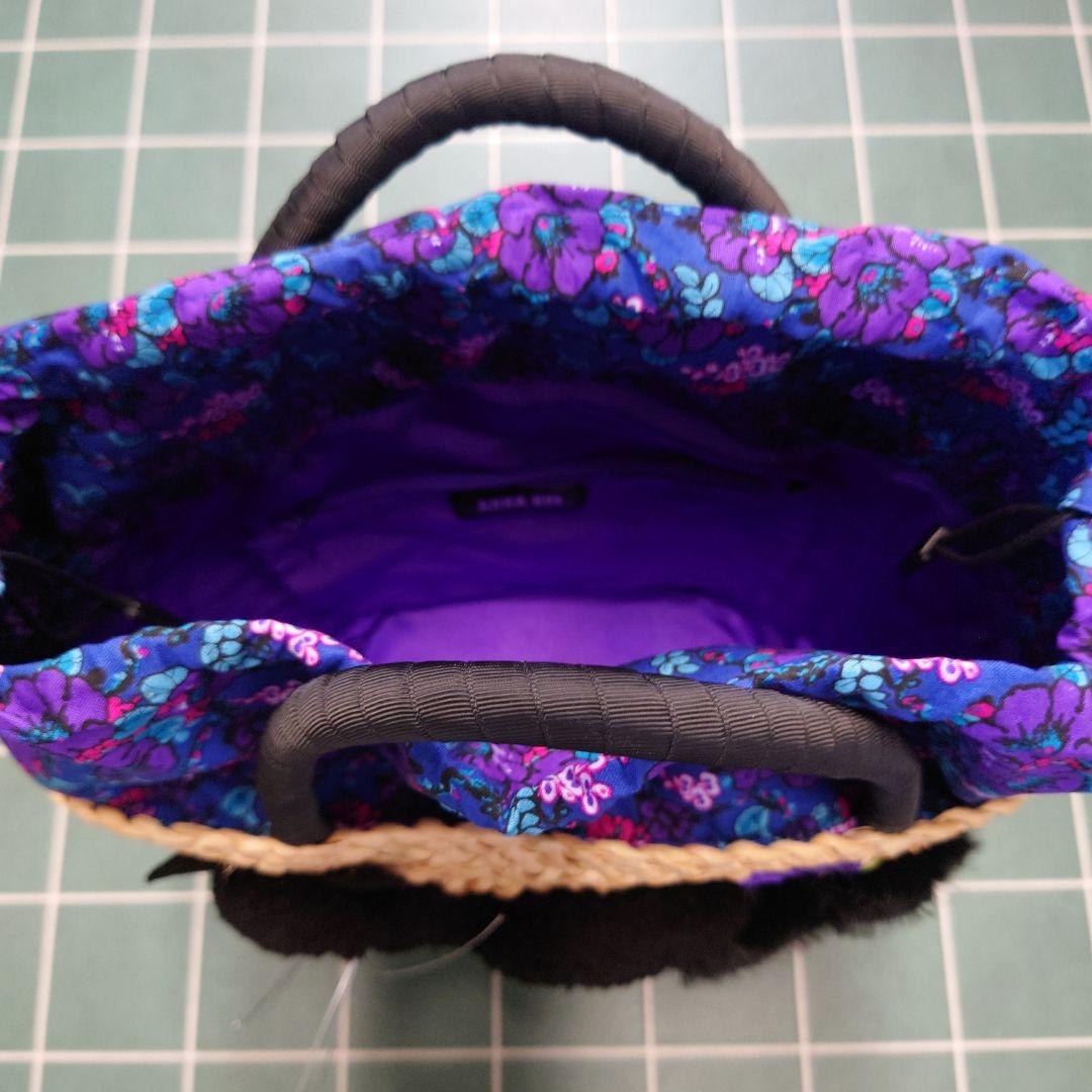 ANNA SUI かごバッグ 黒猫刺繍 - メルカリ