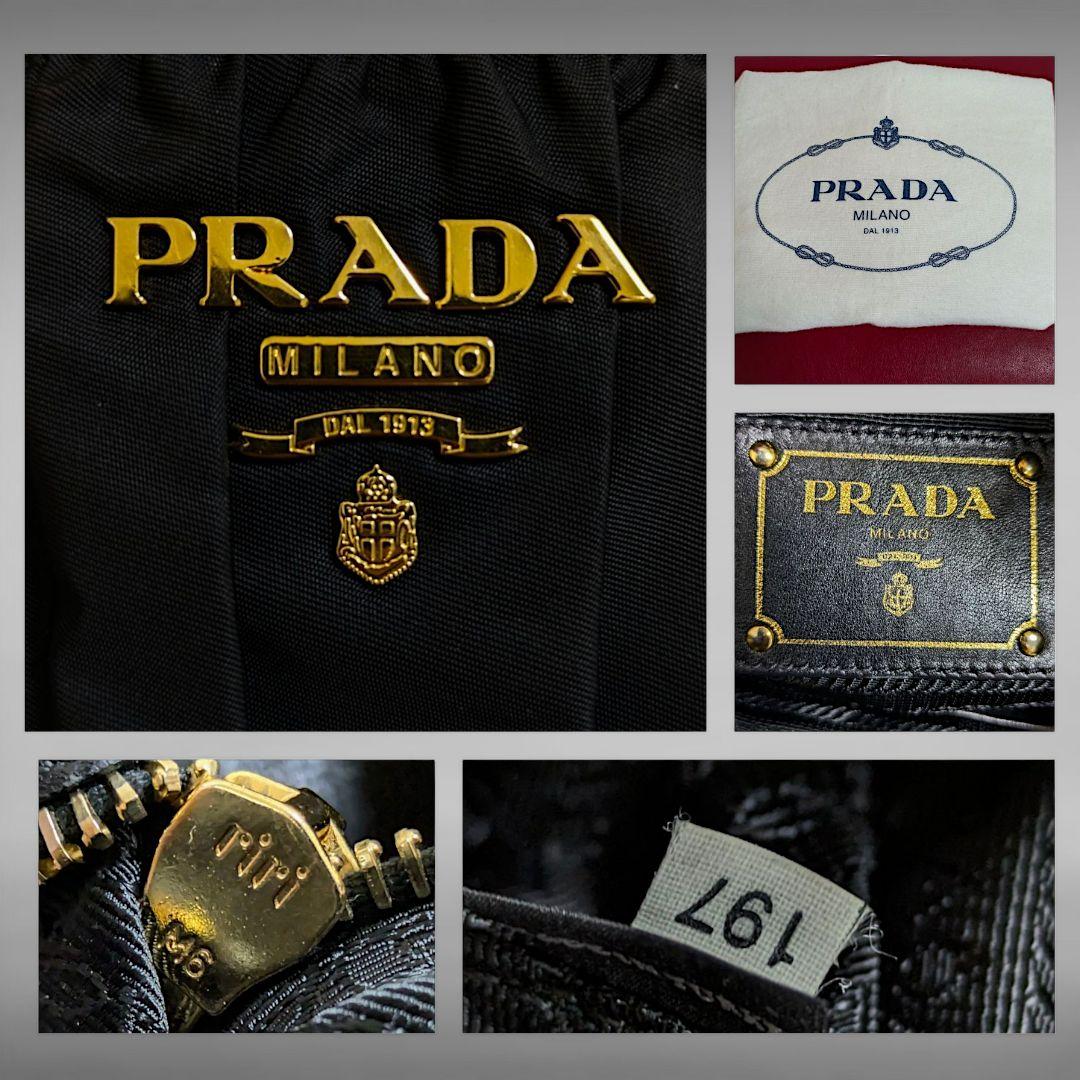 極美品 PRADA 2way ギャザー シャーリング ハンドバッグ ブラック