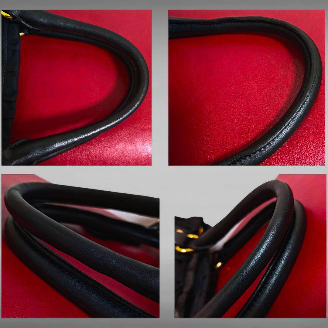 極美品 PRADA 2way ギャザー シャーリング ハンドバッグ ブラック