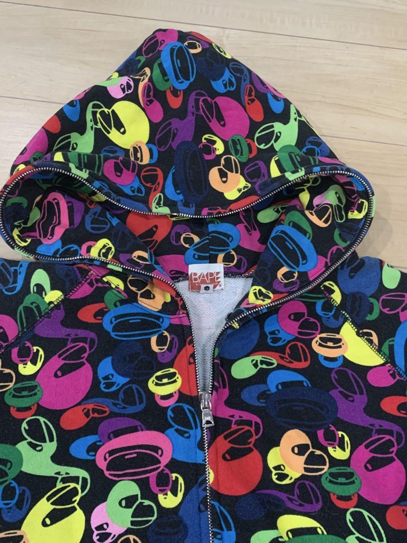 BAPE ベビーマイロ　マルチカラー　総柄　A Bathing Ape ブラック BAPE ベビーマイロ マルチカラー 総柄 A Bathing Ape ブラック
