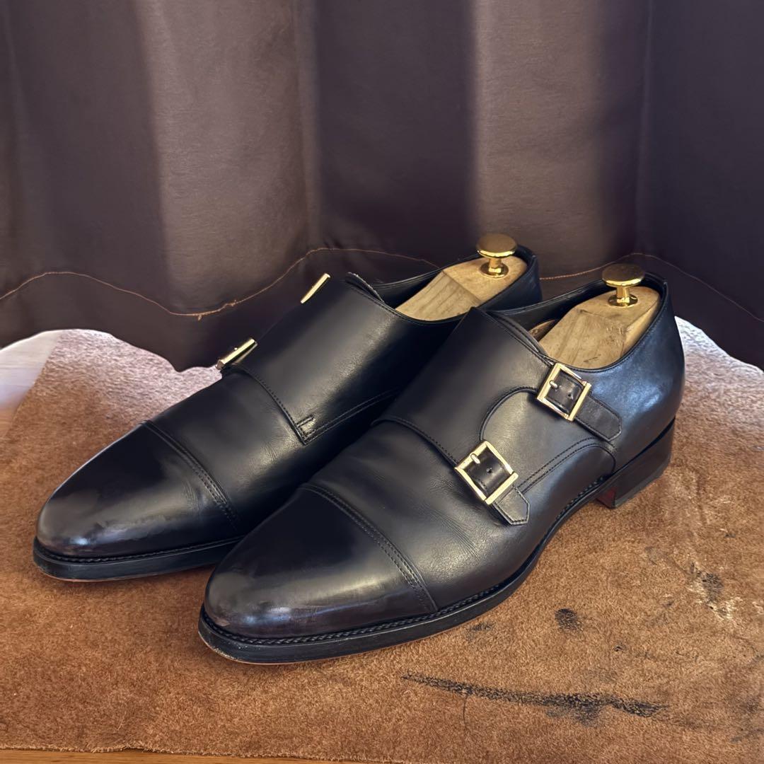 Santoni サントーニ ダブルモンク ブラックシューズ 10 - メルカリ