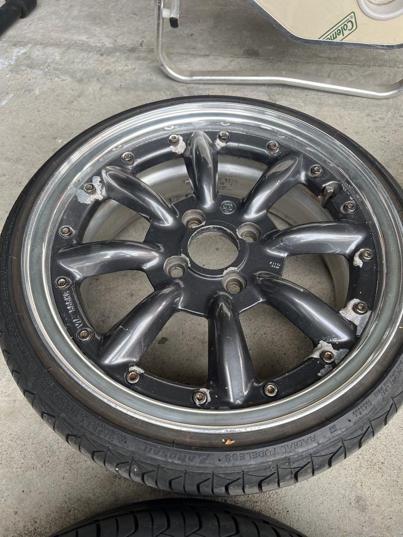 希少!! ワタナベ RS-8 6.5J PCD100 4穴 15インチ タイヤ付 画像6