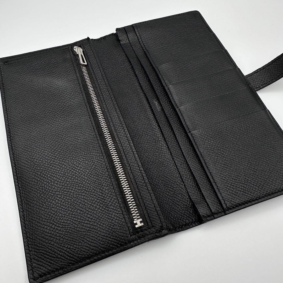 HERMES エルメス　ベアンデュプリ　シェーブル　長財布 二つ折り ブラック
