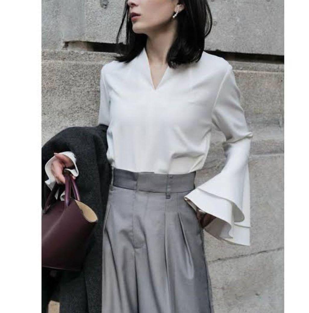 アニュアンス　ラッフルスリーブブラウス黒