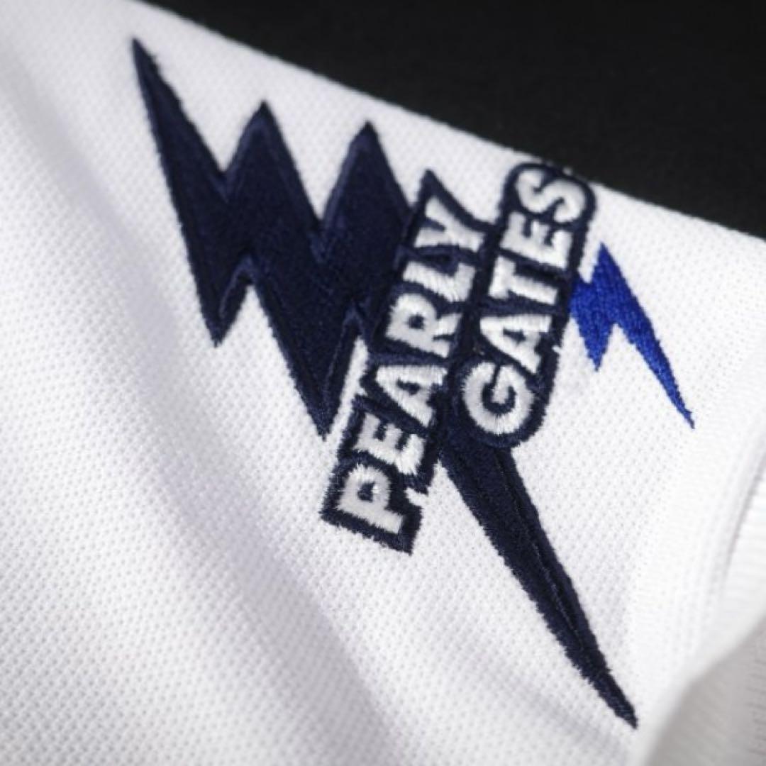 【タグ付新品】PEARLYGATES 日本製 半袖ポロシャツ 白 稲妻 0 タグ付新品】PEARLYGATES 日本製 半袖ポロシャツ 白 稲妻 0