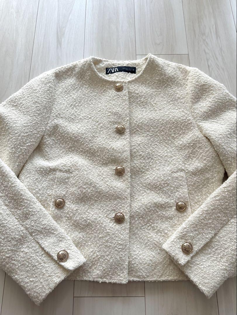 【オンライン限定商品】  極美品】ZARA メルカリ - ショートテクスチャージャケット ジャケット・アウター