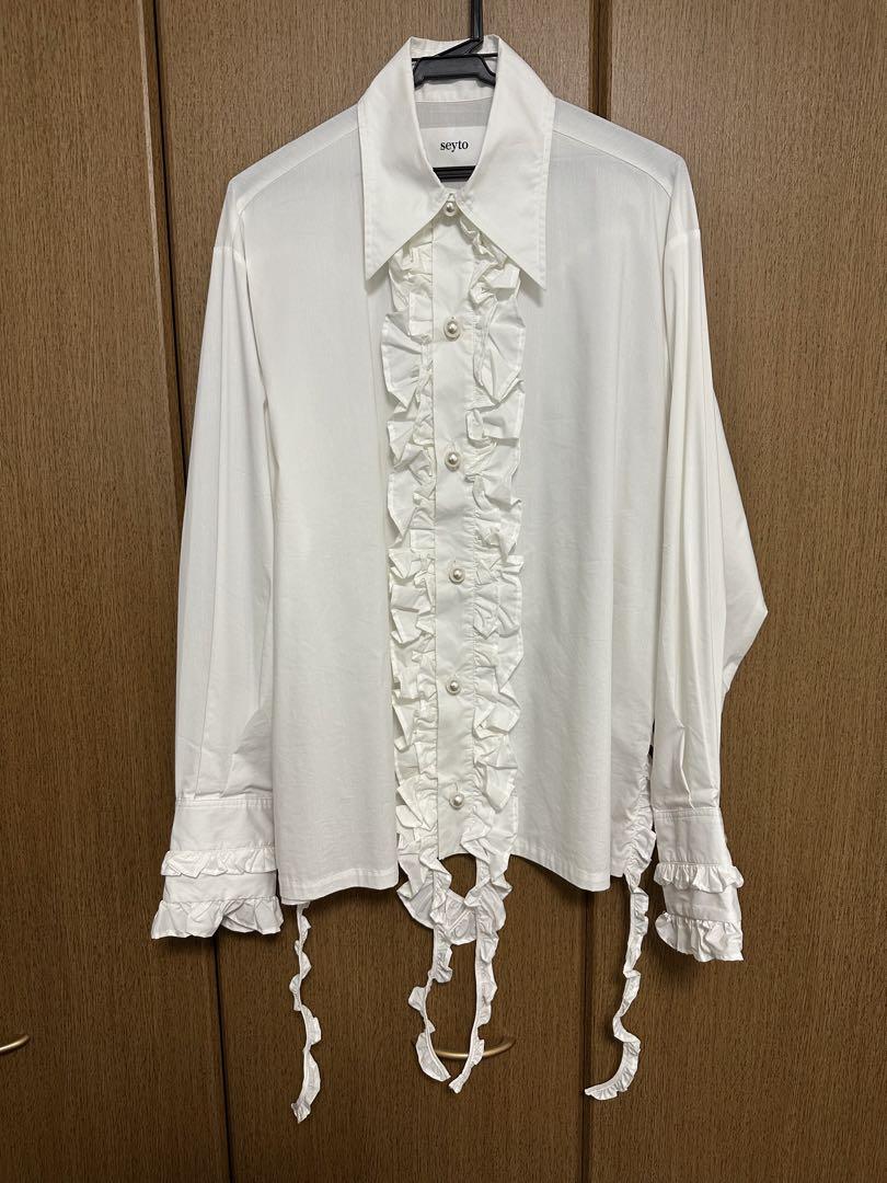 seyto ロングフリルビッグカラーシャツ
