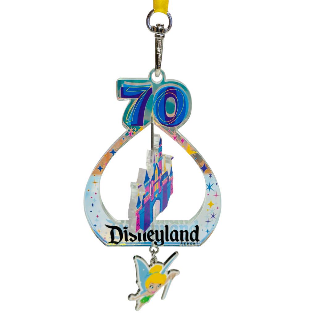 ☆Disneyland限定☆70周年 ティンカーベル&お城 オーナメント 新品未使用】カリフォルニアディズニー70周年記念オーナメント