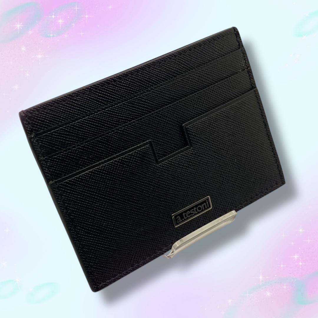 《未使用に近い 超美品》 アテストーニ カードケース レザー ブラック
