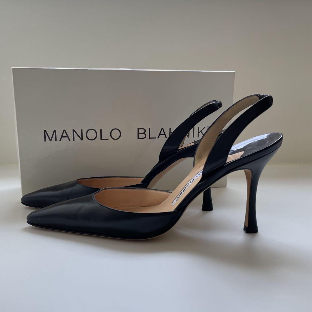MANOLO BLAHNIK キャロリン ミュール パンプス　ブラック　37
