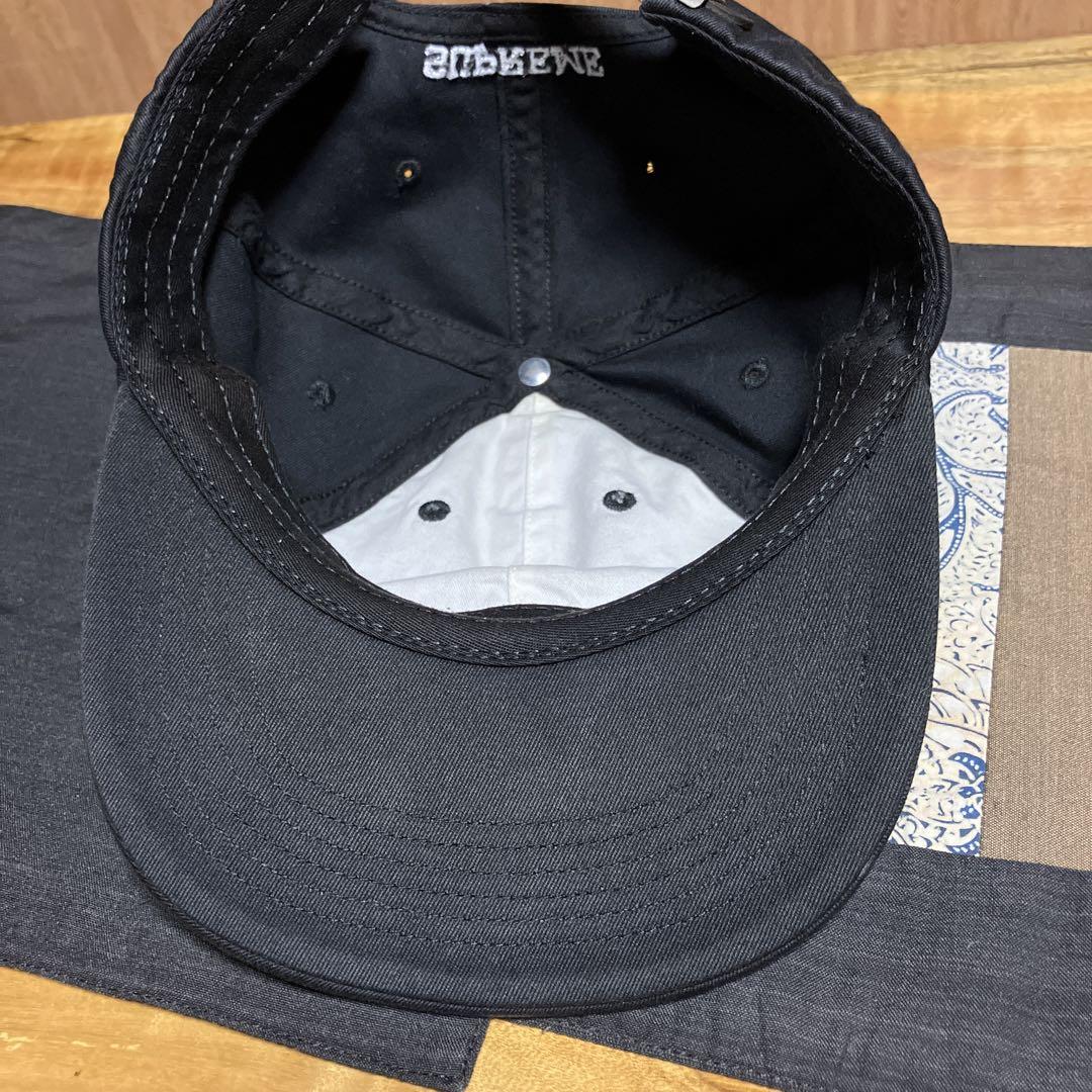 SUPREME 黒 キャップ ロゴ入り