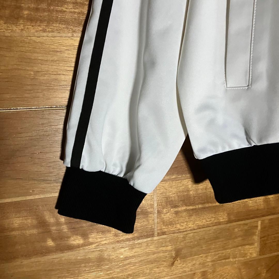【美品】トラックジャケット　ジャージ　白　黒　刺繍　リンガー　ハイネック　L程