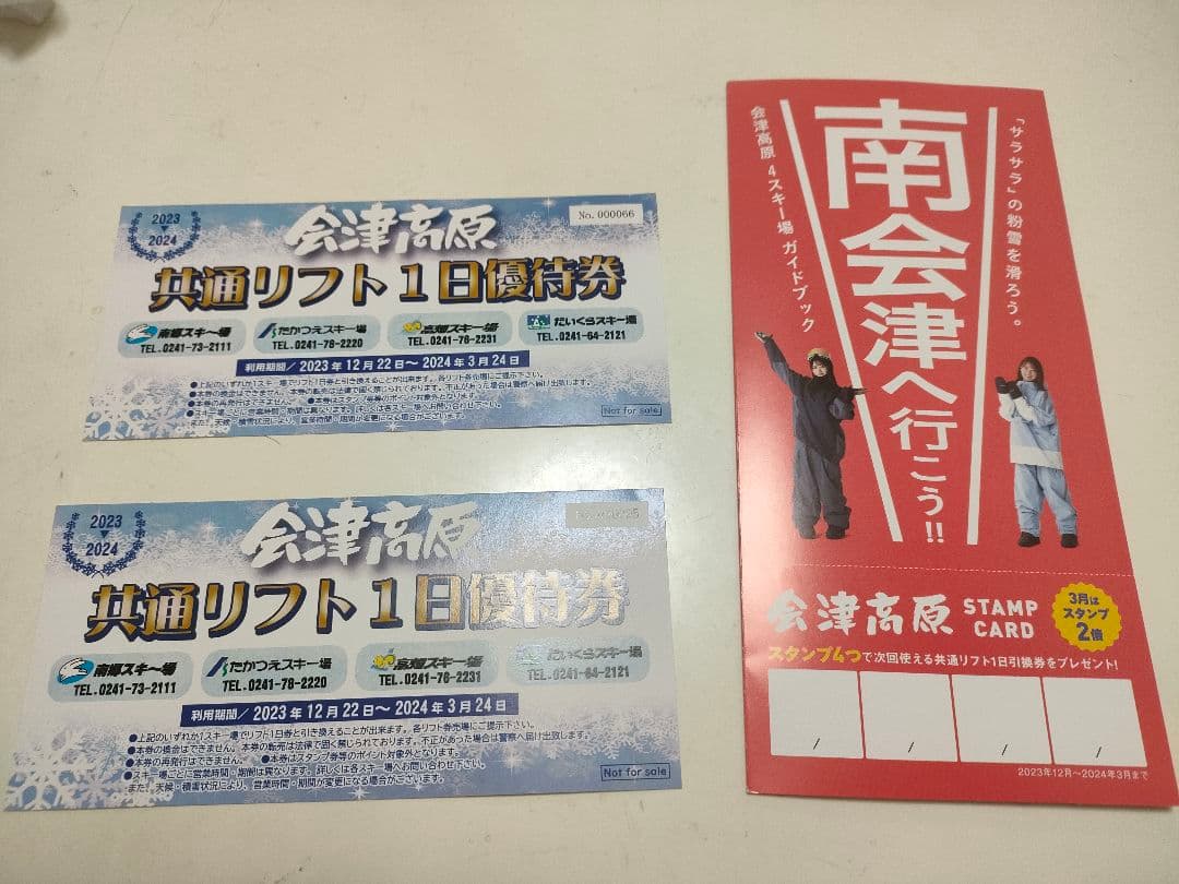 会津高原　ペア　共通リフト券　たかつえスキー場　南郷スキー場　だいくら
