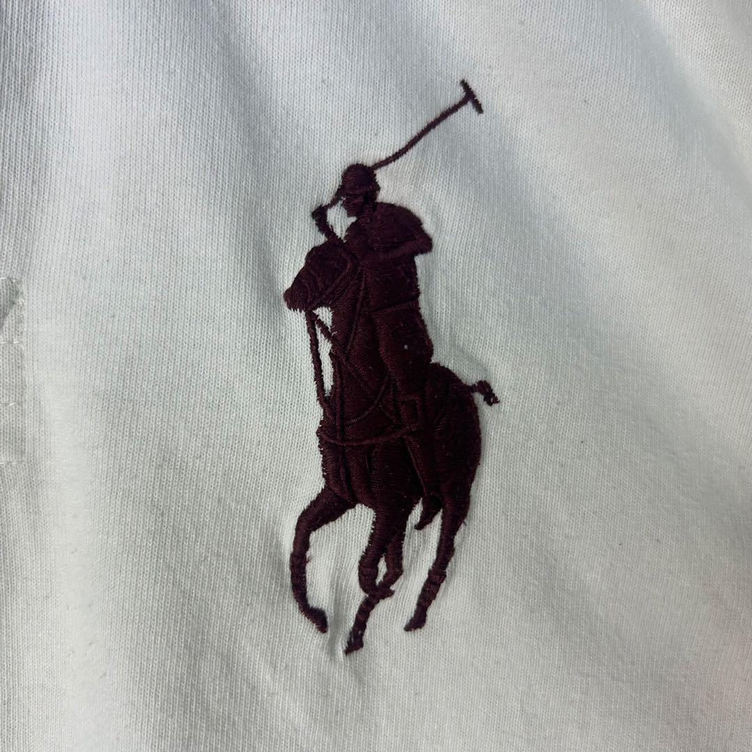 ラルフローレン 刺繍ロゴ ビックポニー ラガーシャツ ホワイト M
