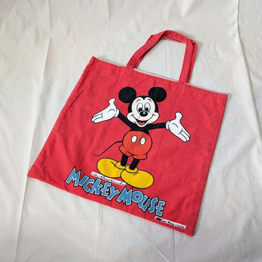 【Old Disney】WDP期80sミッキー&ドナルドトートバッグ　レッド