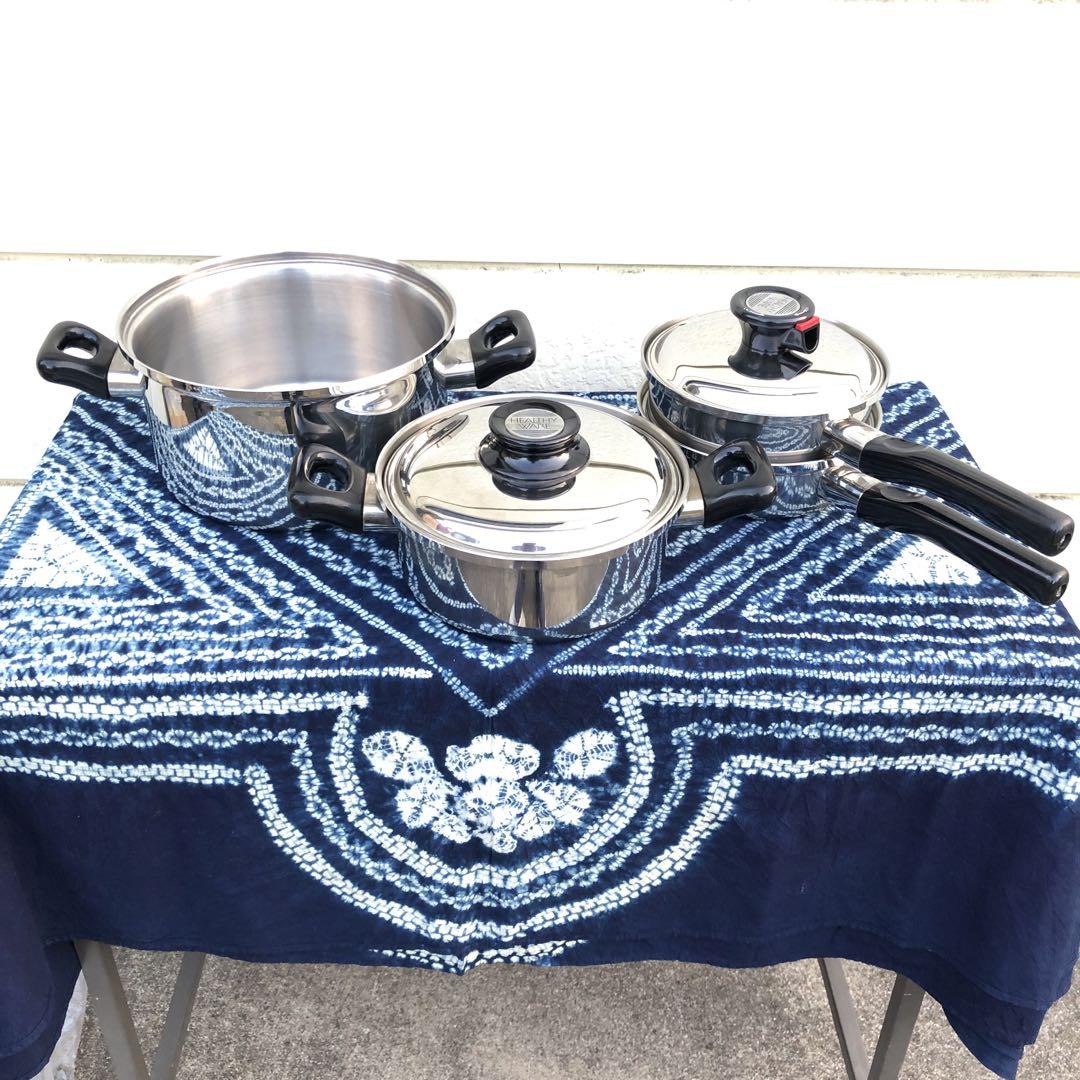 Healthy Ware 鍋セット 両手鍋 2個 片手鍋 蒸し器