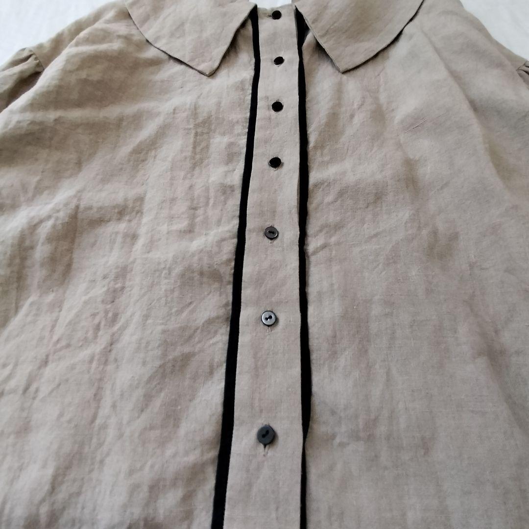 MAGALI マガリ　ベルギーリネンフラットカラーブラウス　ベージュ