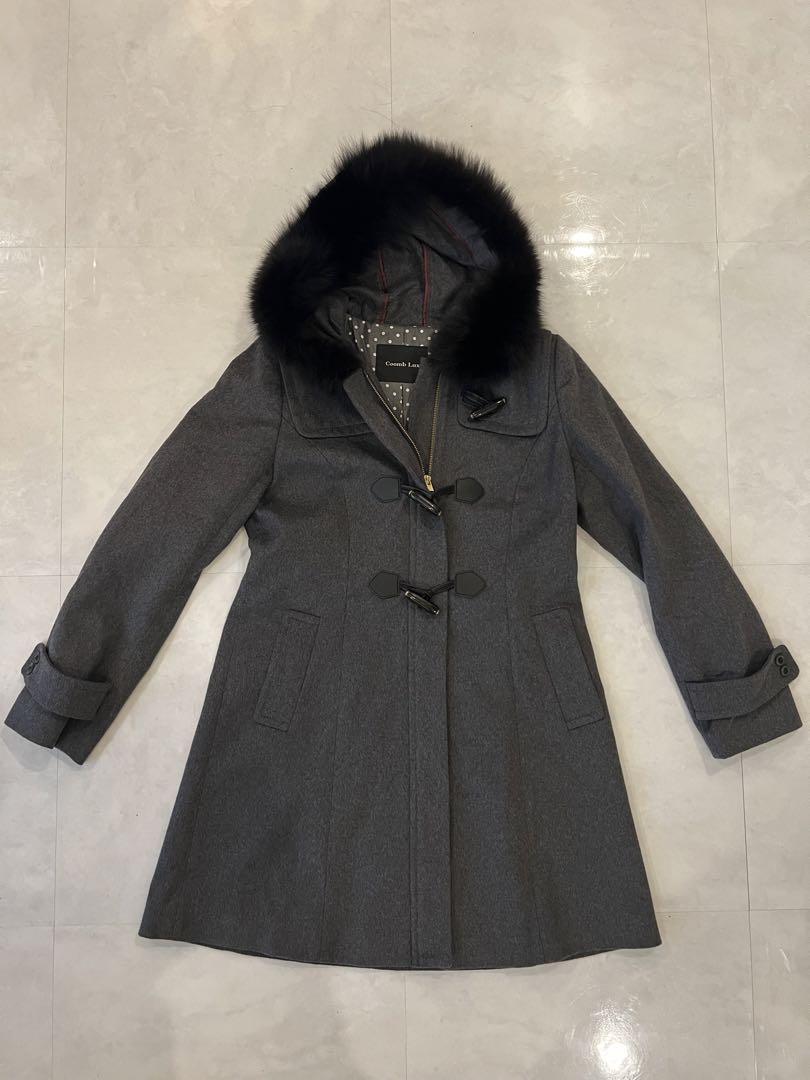 Coomb Lane グレー ダッフルコート ファー付き
