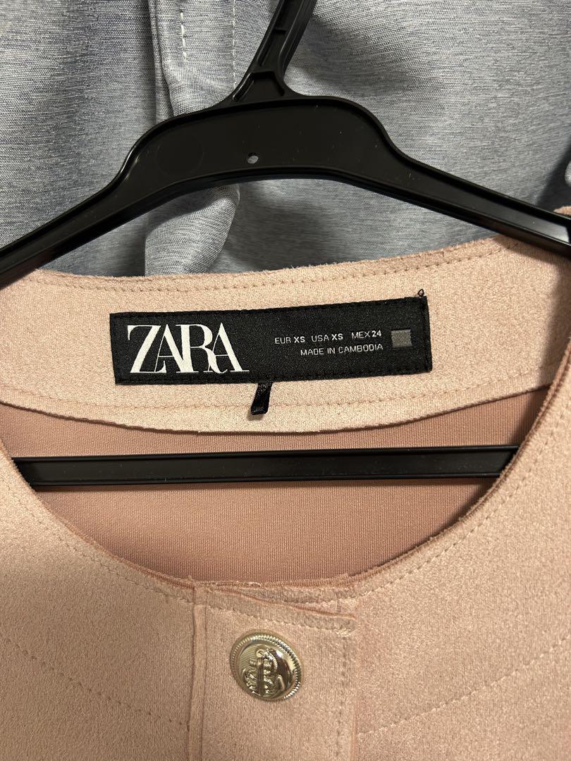 ZARA フェイクスエードクロップドジャケット ピンク EU XS
