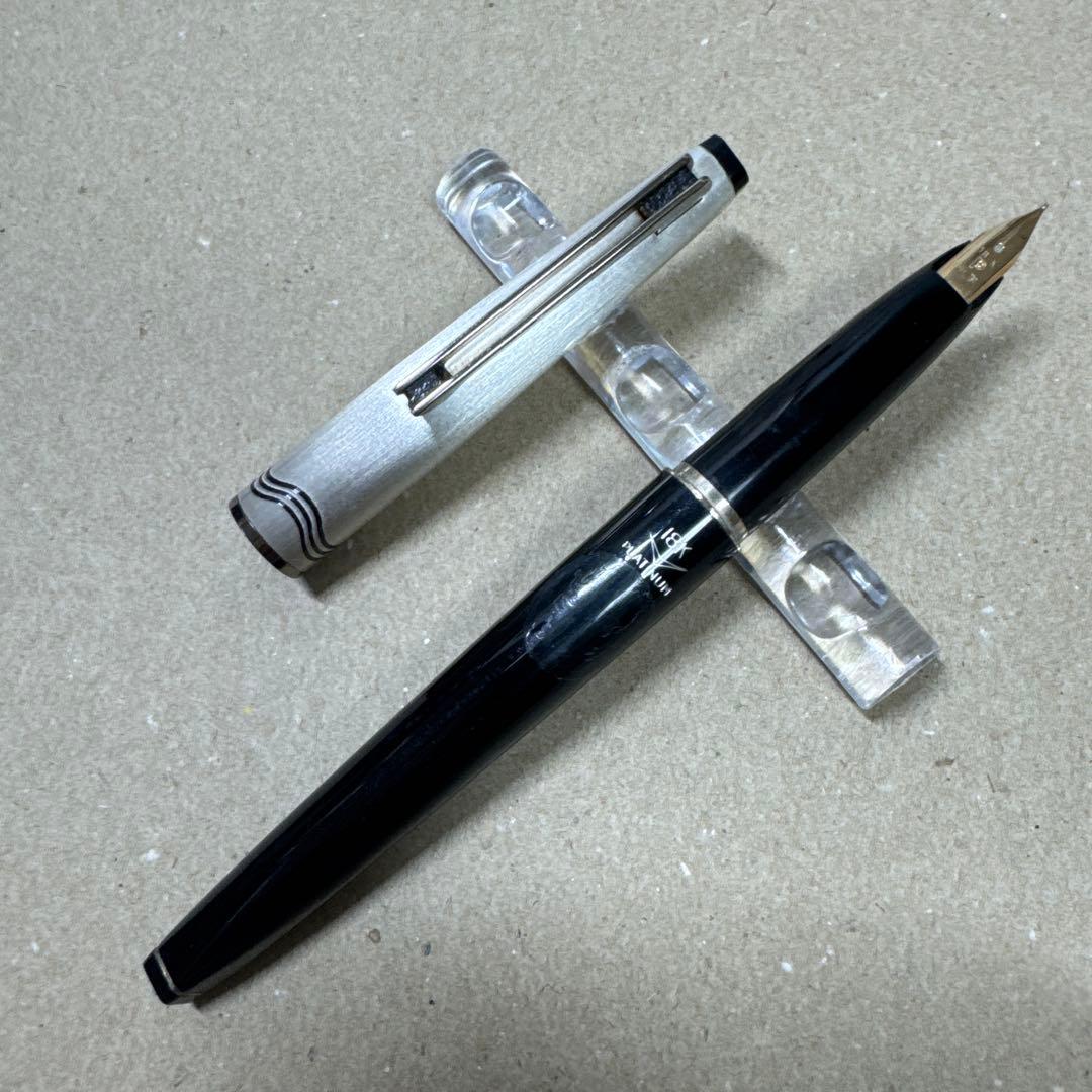 廃盤 PLATINUM プラチナ 万年筆 18k ブラック ロング軸 中字プラチナ万年筆
