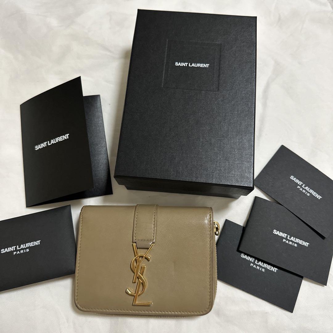 SAINT LAURENT ベージュ 二つ折り財布 サンローラン SAINT LAURENT ベージュ 二つ折り財布 サンローラン