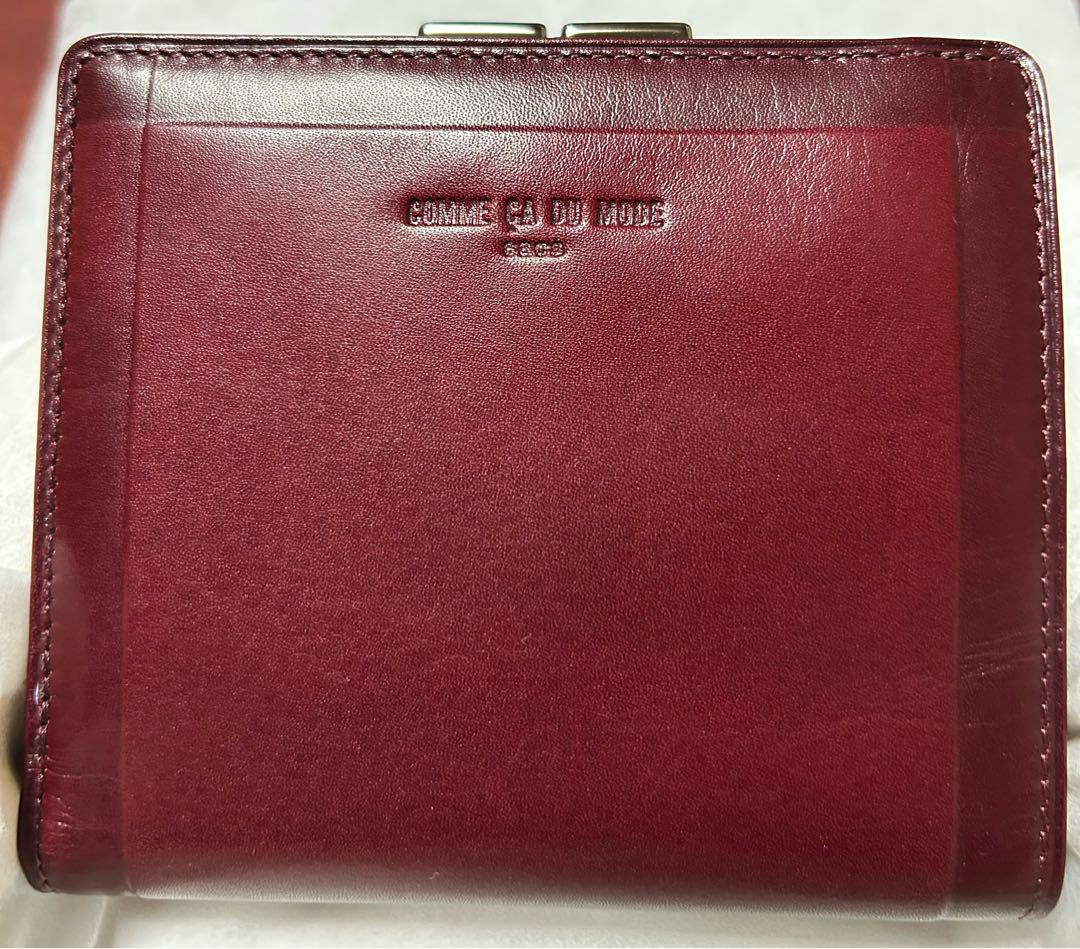 COMME CA DU MODE バーガンディ 二つ折り財布 本革 キップスキン