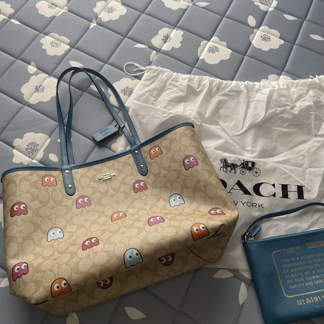 コーチ coach トートバッグ ポーチ 付き リバーシブル 美品