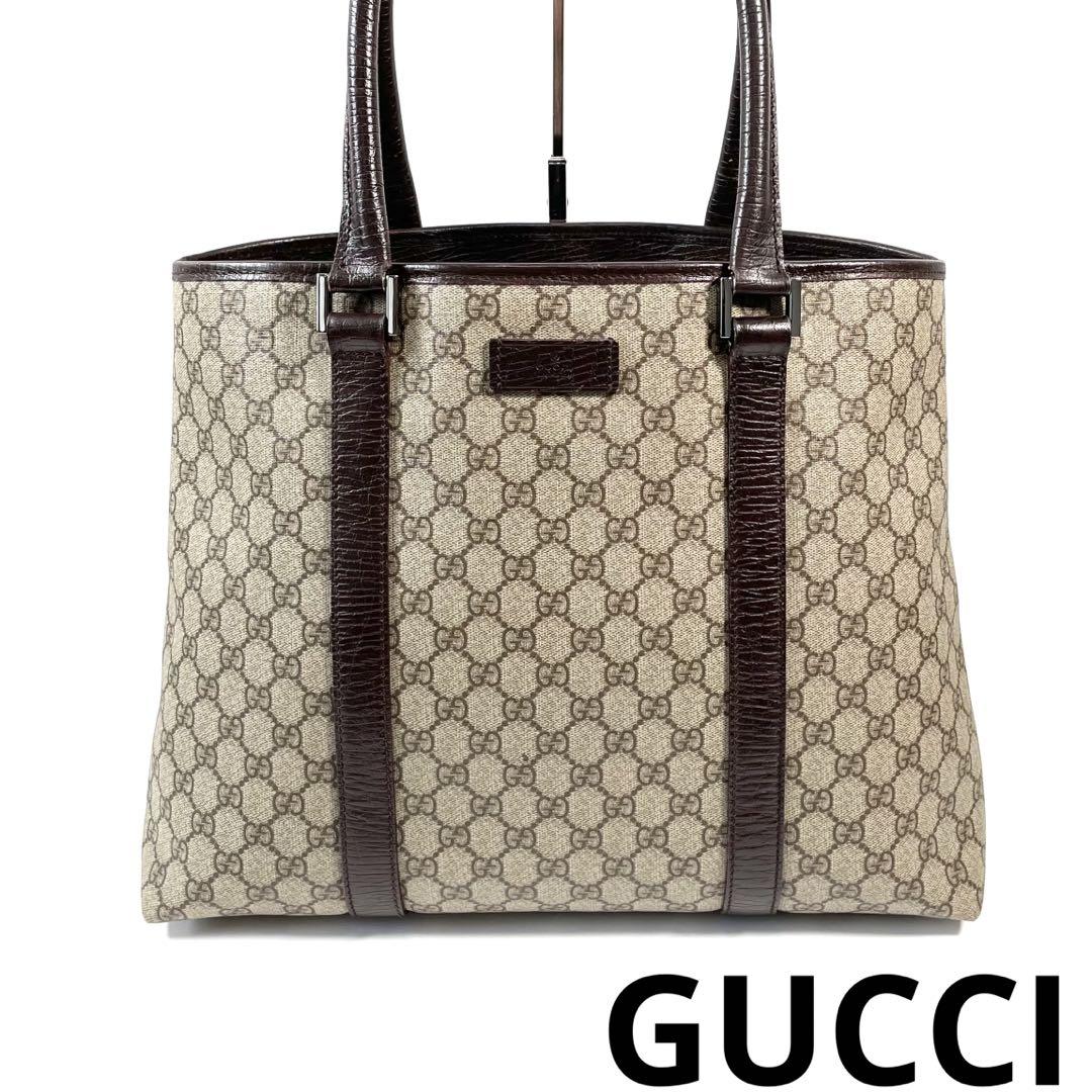 【お1人様1点限り】 グッチ 美品】GUCCI トートバッグ GGスプリーム×レザー 肩かけ バッグ
