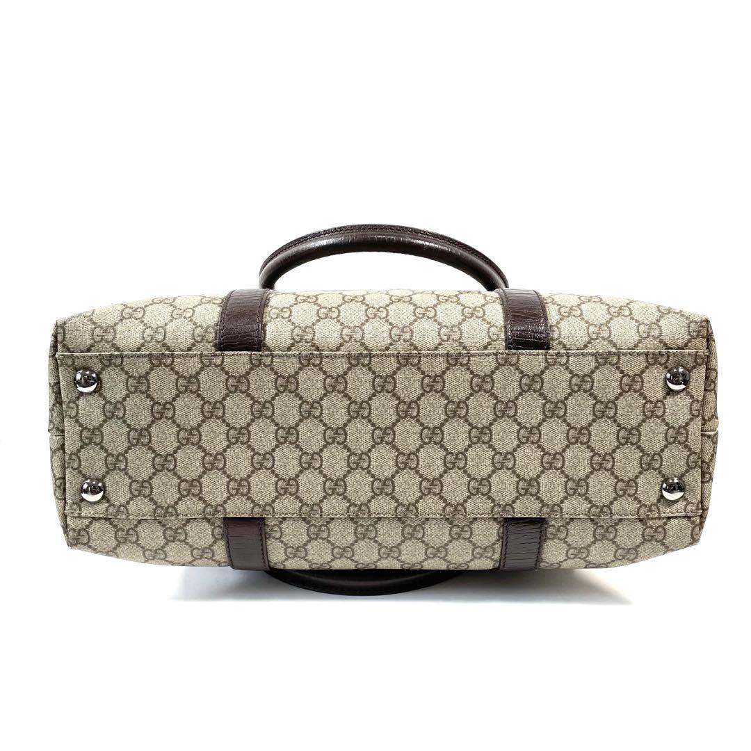 美品】GUCCI グッチ トートバッグ 肩かけ GGスプリーム×レザー