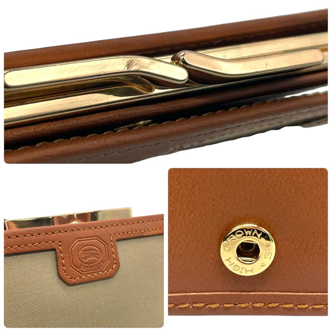 未使用級　Burberry バーバリー　w6 がま口　二つ折り　財布　カーキ　茶 未使用級 Burberry バーバリー w6 がま口 二つ折り 財布 カーキ