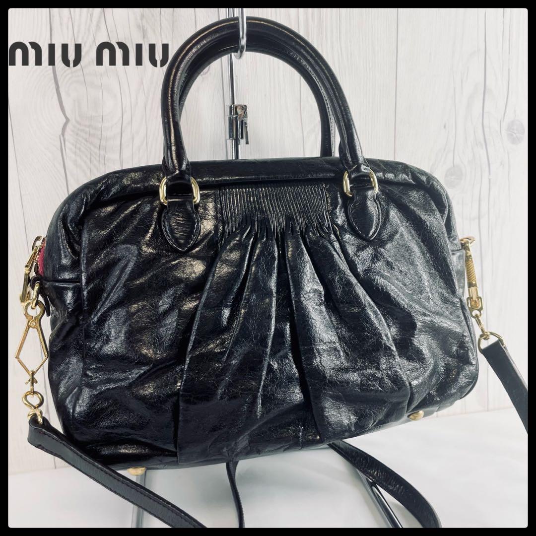 ◆美品◆ miumiu ミュウミュウ ハンドバッグ ハンドバッグ 黒 ブラック