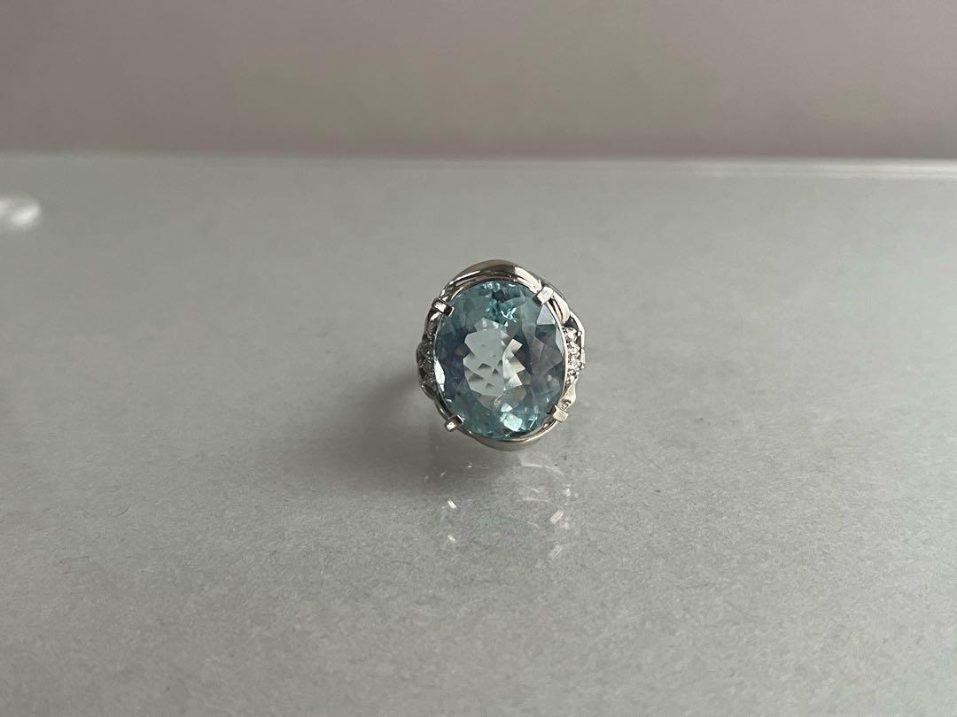 アクアマリン ダイアモンド　プラチナリング　12.51ct 11.5号
