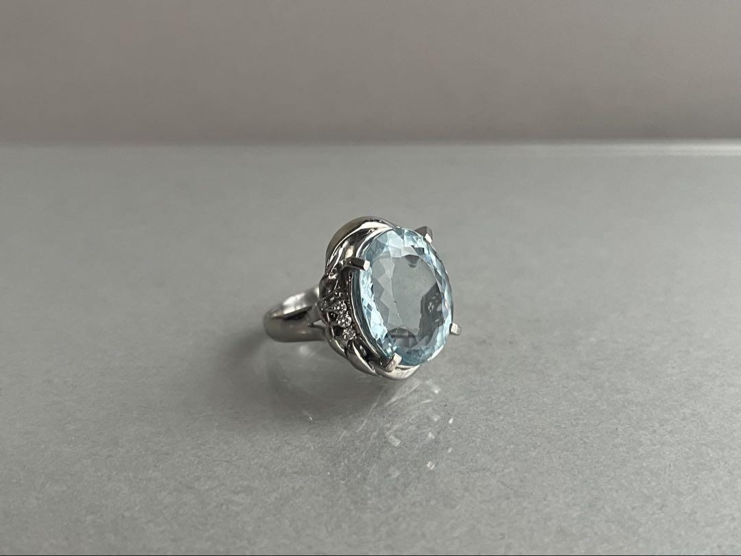 アクアマリン ダイアモンド　プラチナリング　12.51ct 11.5号