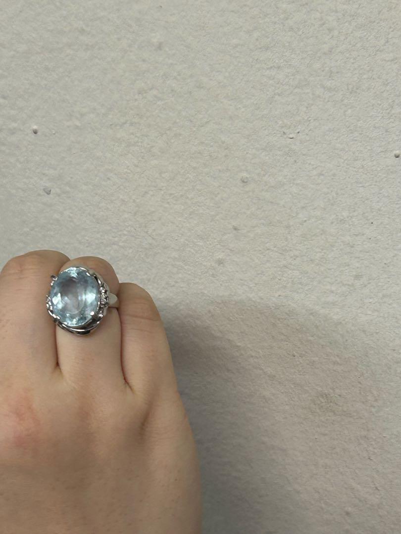 アクアマリン ダイアモンド　プラチナリング　12.51ct 11.5号