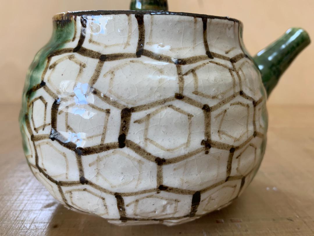 超激得100%新品 新品未使用 都築栄一 織部急須 大きめ zAdSG-m99004958042 京焼清水焼 陶化窯 正規品即納