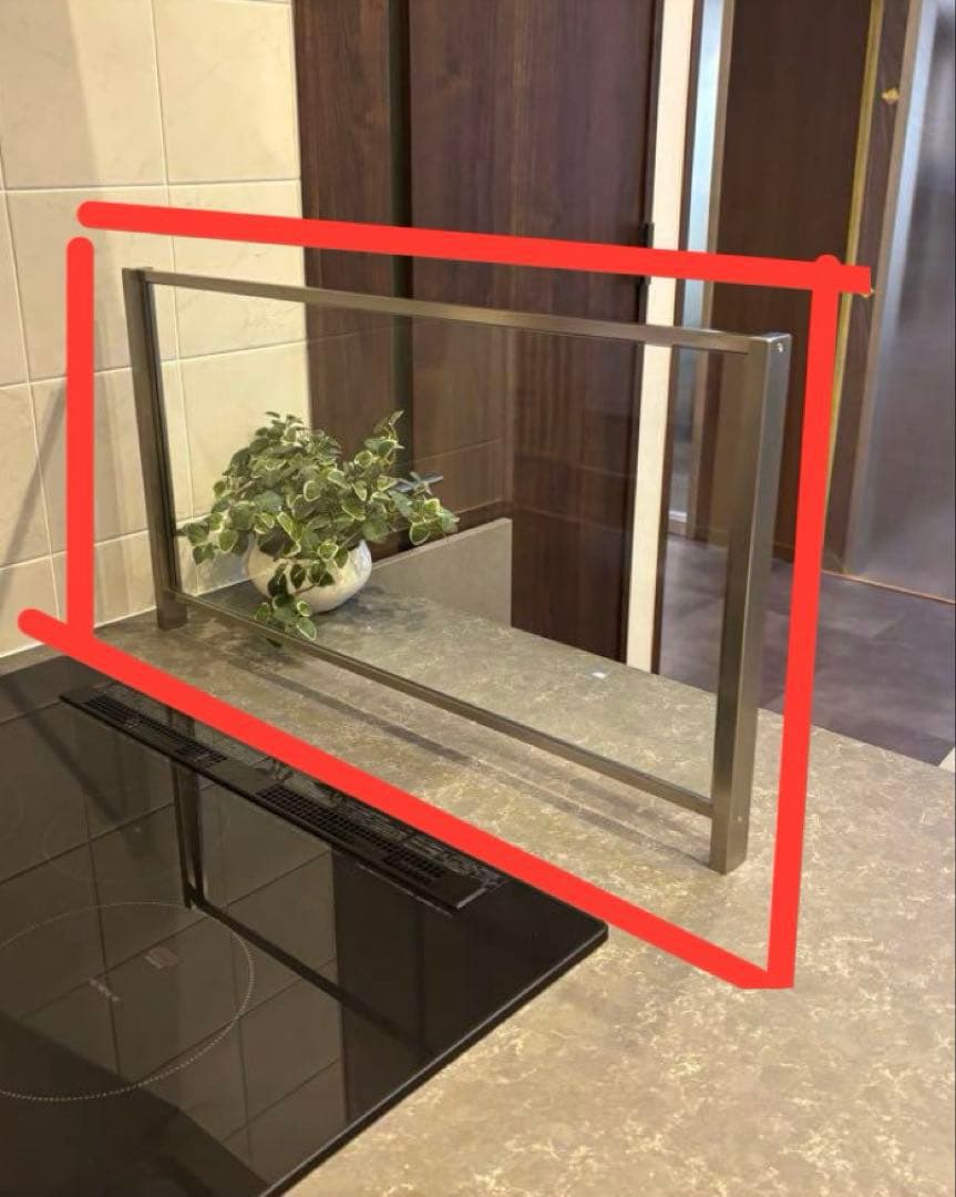 ガラス製コンロカバー 横80cm x 高さ40cm