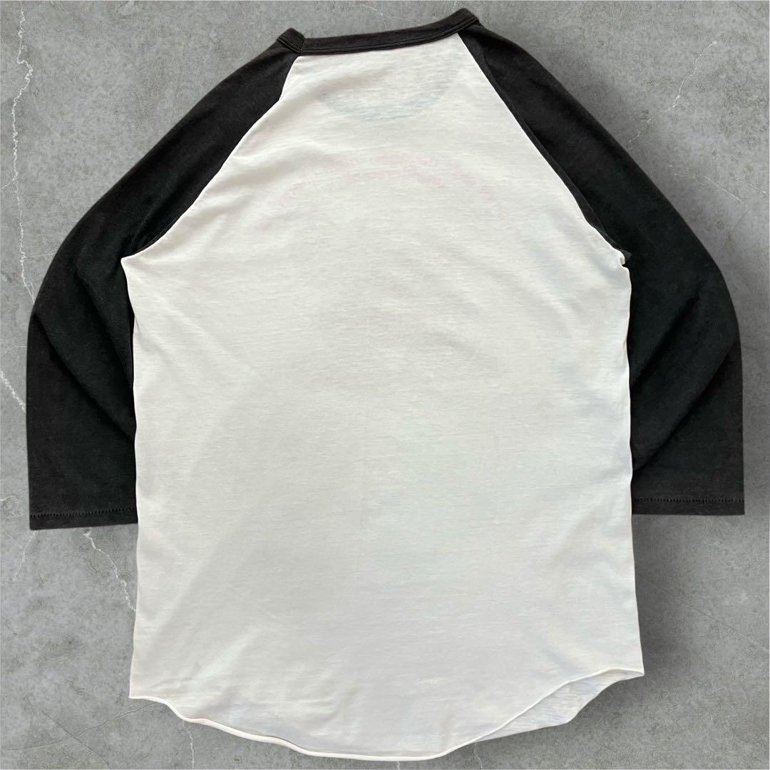 80s ラグランスリーブTシャツ キャラプリント シングルステッチ ブラック