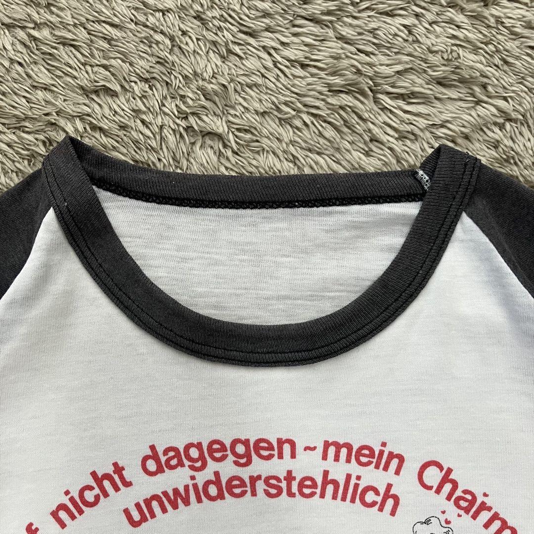 80s ラグランスリーブTシャツ キャラプリント シングルステッチ ブラック