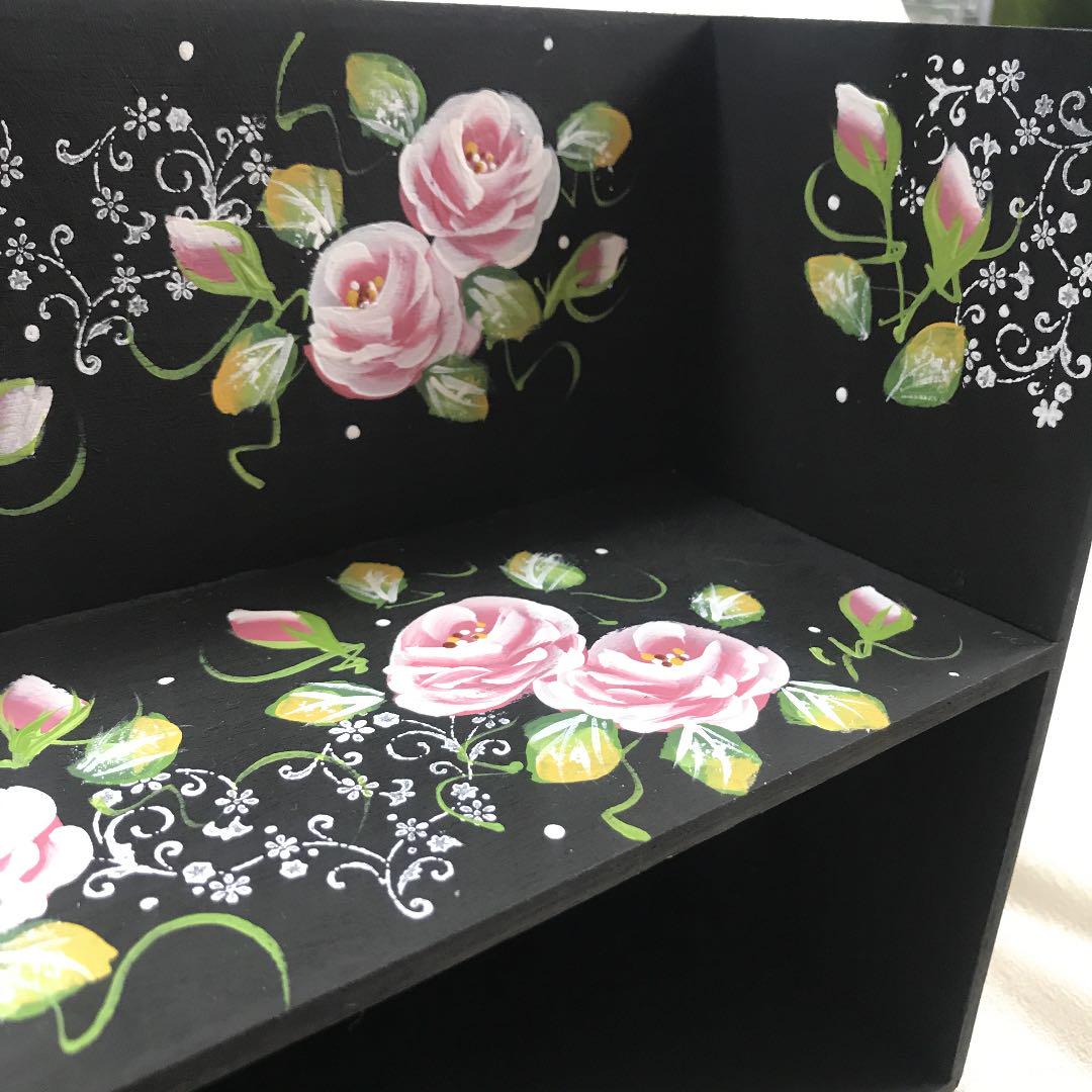 LOVE ROSE薔薇 収納棚 2段棚 小物入れ 黒 LOVE ROSE薔薇 収納棚 2段棚 小物入れ 黒