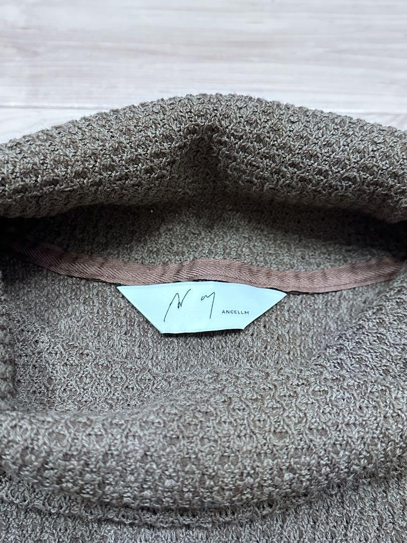 トップス ANCELLM / CHAIN KNIT HI NECK LS T-SHIRT