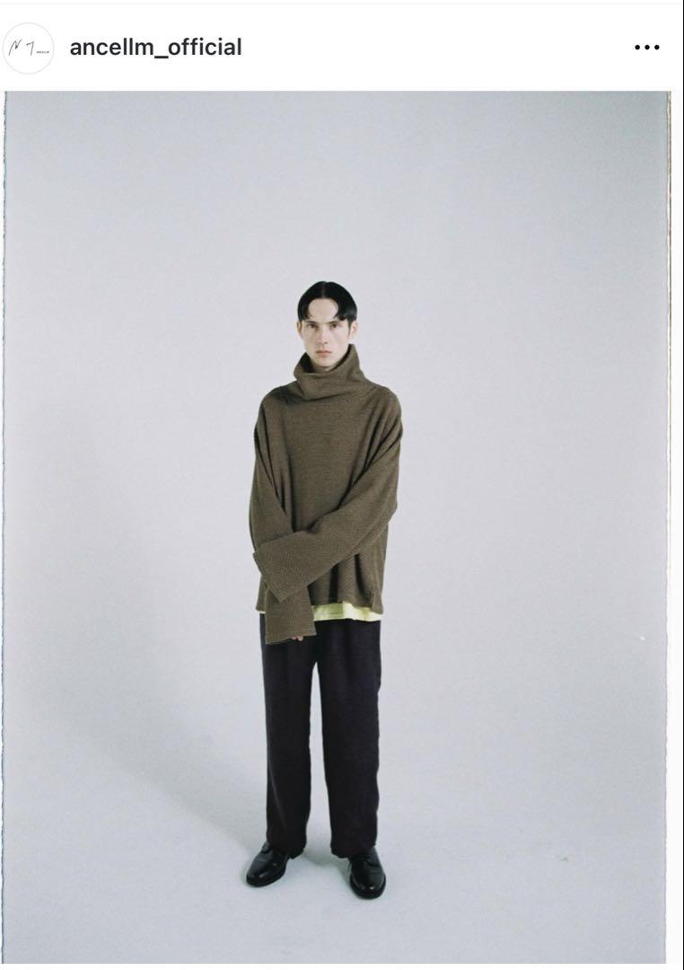 トップス ANCELLM / CHAIN KNIT HI NECK LS T-SHIRT